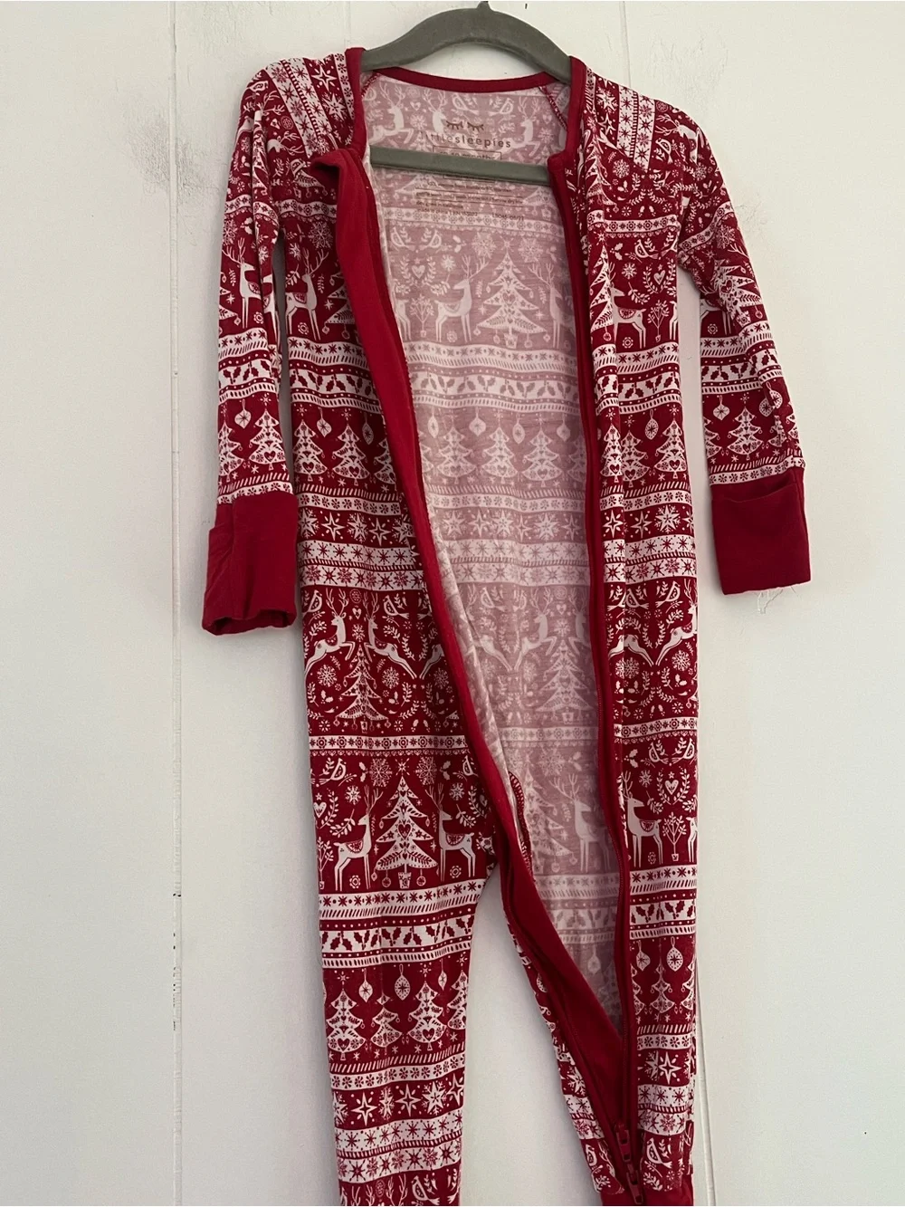 Little Sleepies Reindeer Cheer Zippy Footie Bamboo Size 12-18 Months